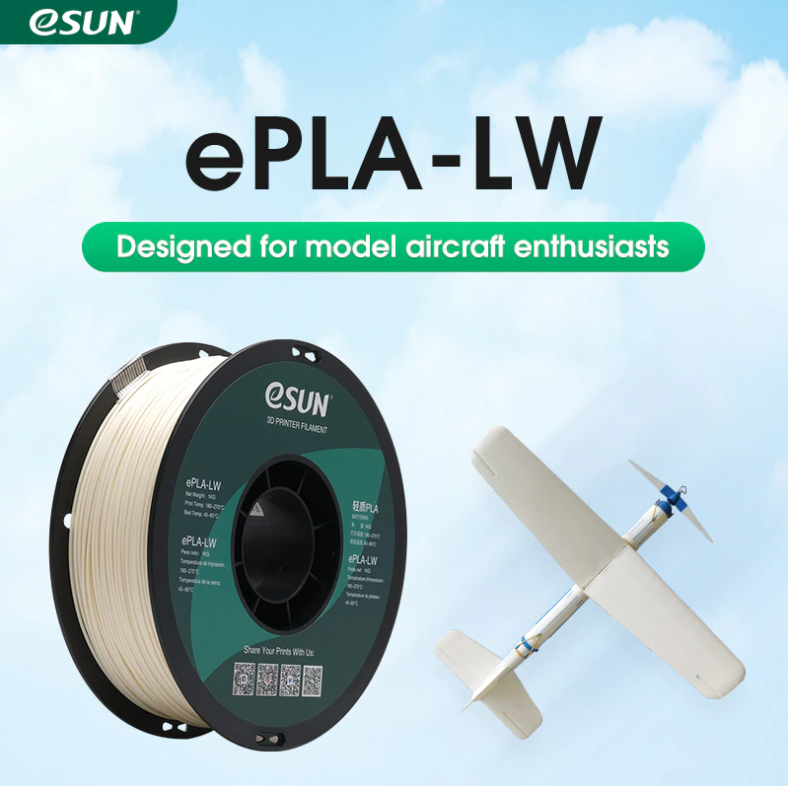 eSun ePLA-LW (Lightweight PLA) for model airplanes - printability and  strength tests 
