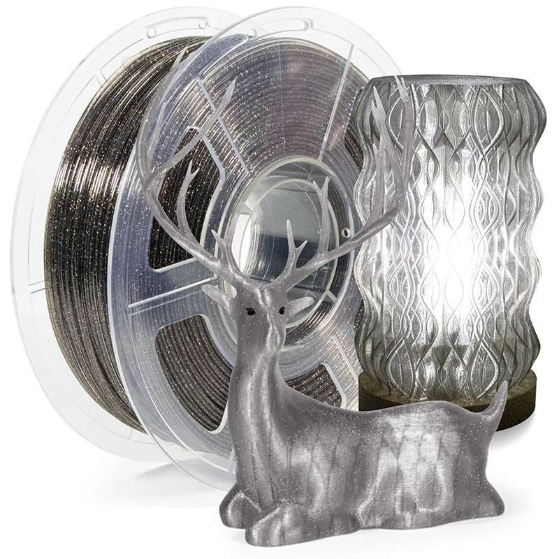 D3D Premium PETG Translucent Glitter Filament - Bambu Lab AMS Compatible 1.75mm 1 kg