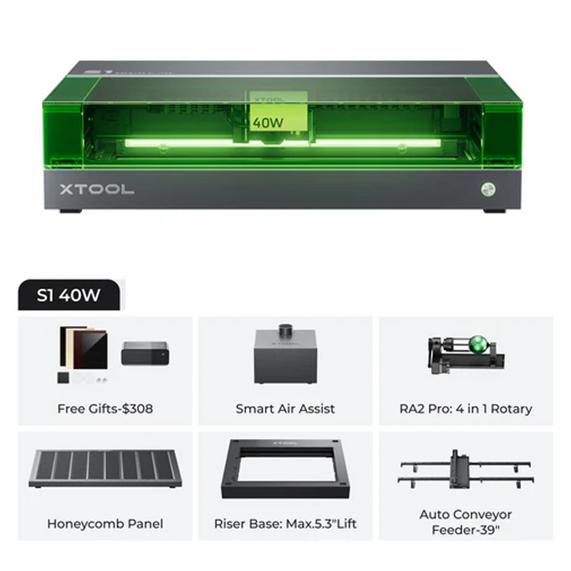 xTool S1 Enclosed Diode Laser Cutter - UL and ETL Certified