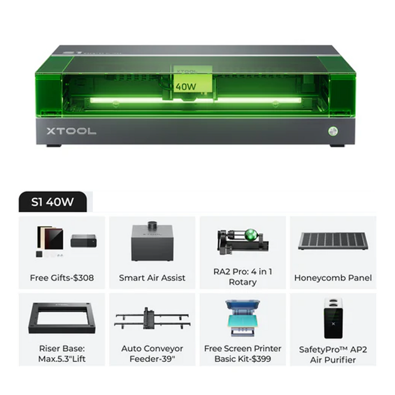 xTool S1 Enclosed Diode Laser Cutter - UL and ETL Certified